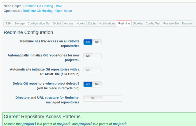 Redmine Git Hosting > redmine tab